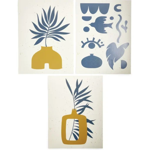 Affiche papier orange bleu et beige 30x40cm-Gifi Discount