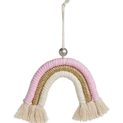 Arc-en-ciel à suspendre macramé beige rose doré 9,5xH10cm-Gifi Sale