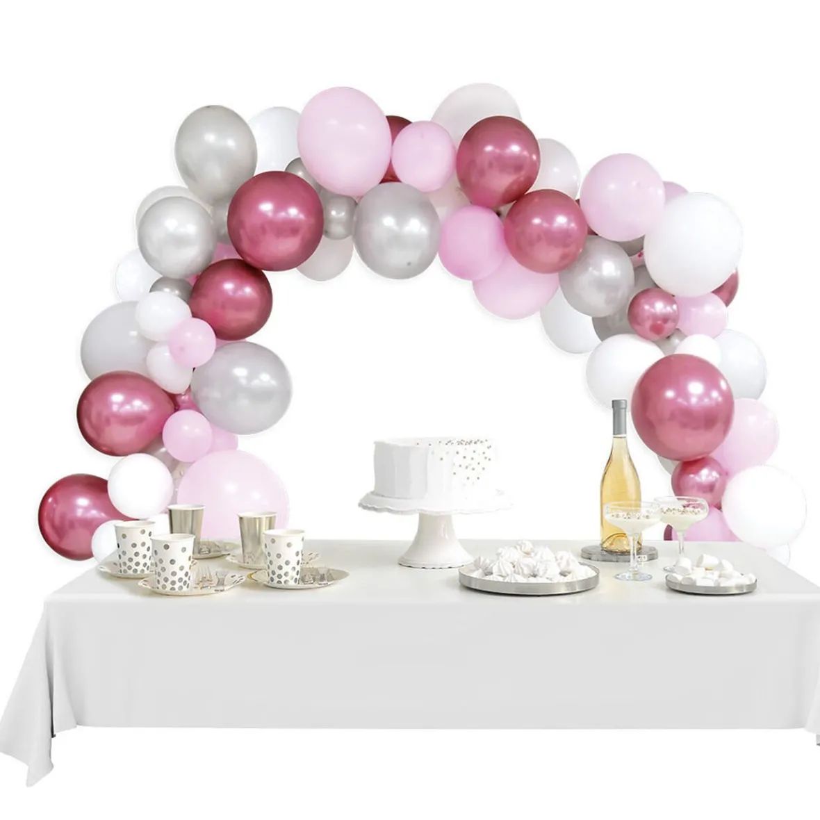 Arche à ballons blanc et rose 5m - x60-Gifi New