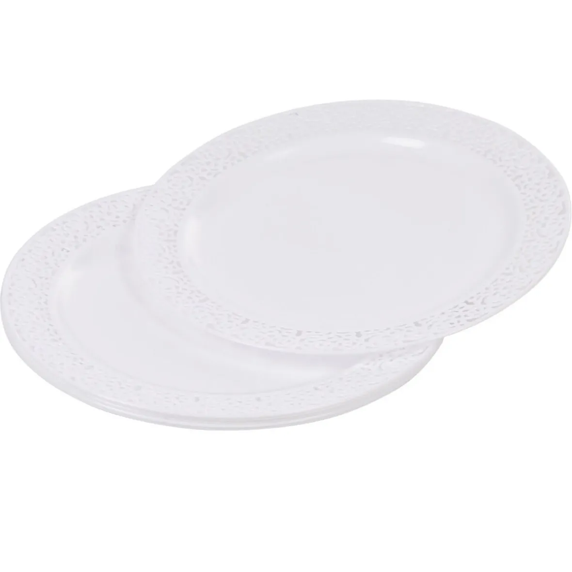 Assiette à dessert blanche contour avec motifs en relief x6-Gifi Discount