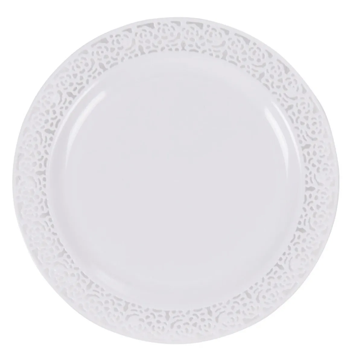Assiette à dessert blanche contour avec motifs en relief x6-Gifi Discount