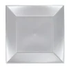 Assiette carrée 23x23 cm design incurvé argenté x6-Gifi Outlet