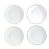 Assiette plate blanche à bord coloré dépareillé x4-Gifi Outlet