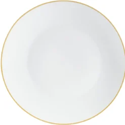 Assiette plate blanche à bord coloré dépareillé x4-Gifi Outlet