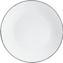 Assiette plate blanche à bord coloré dépareillé x4-Gifi Outlet