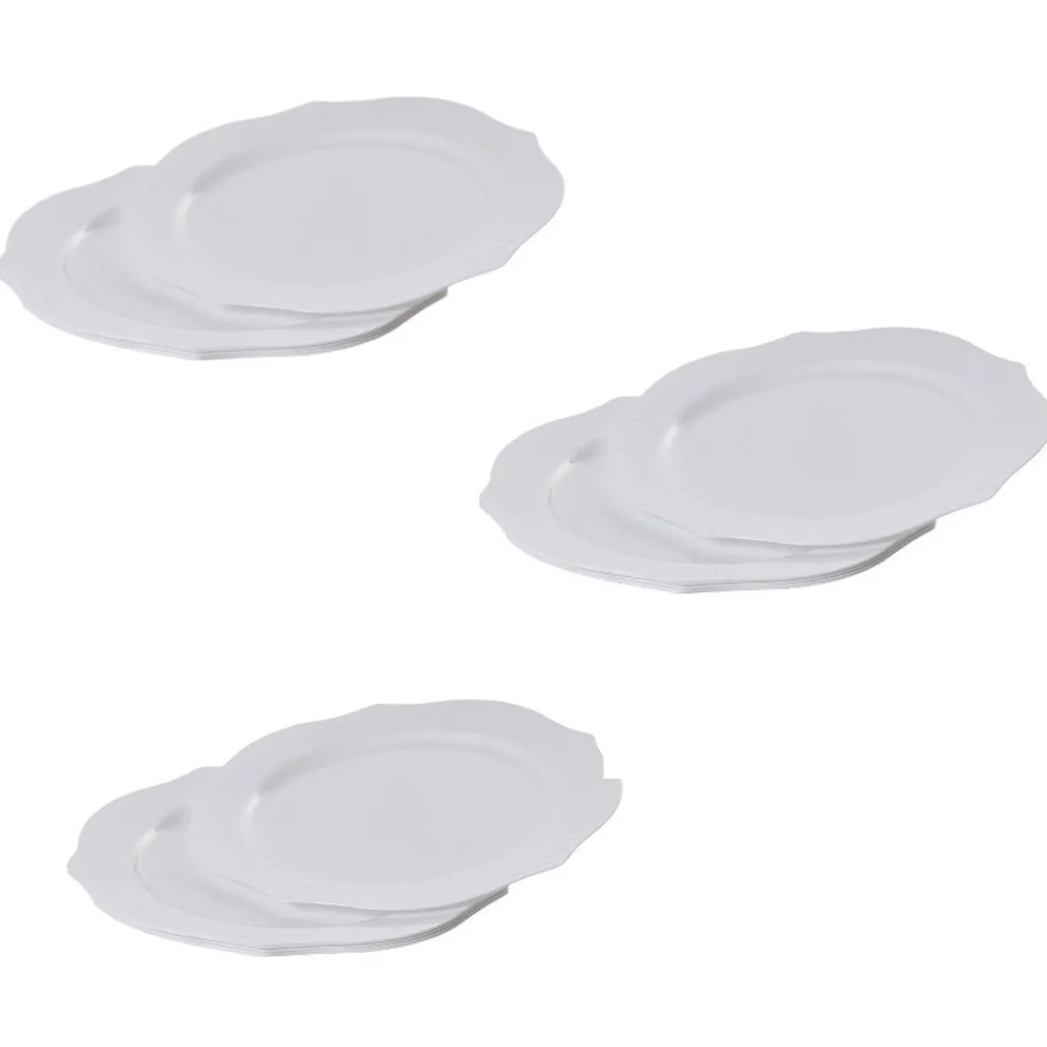 Assiette plate blanche contour design antique x6-Gifi Best