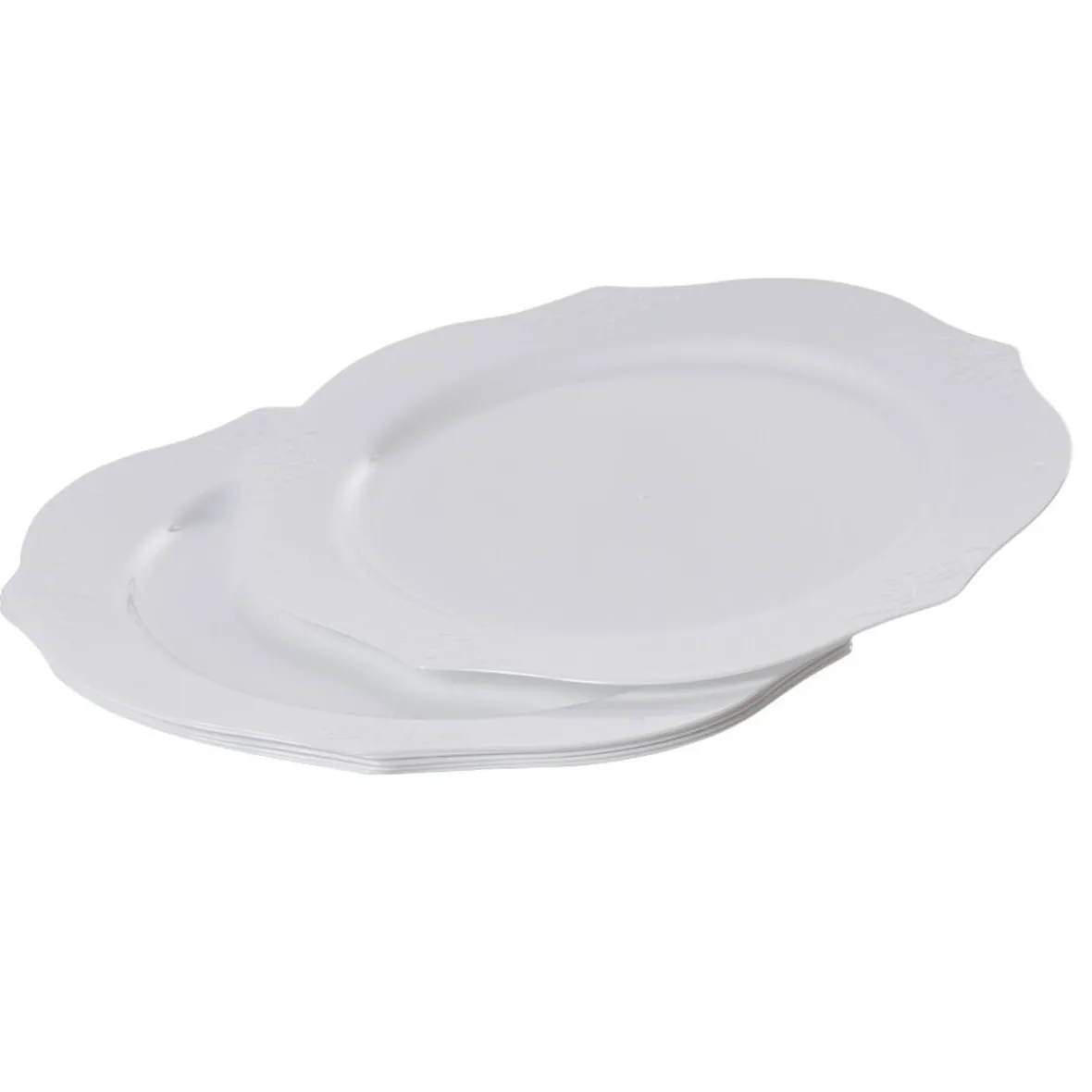 Assiette plate blanche contour design antique x6-Gifi Best
