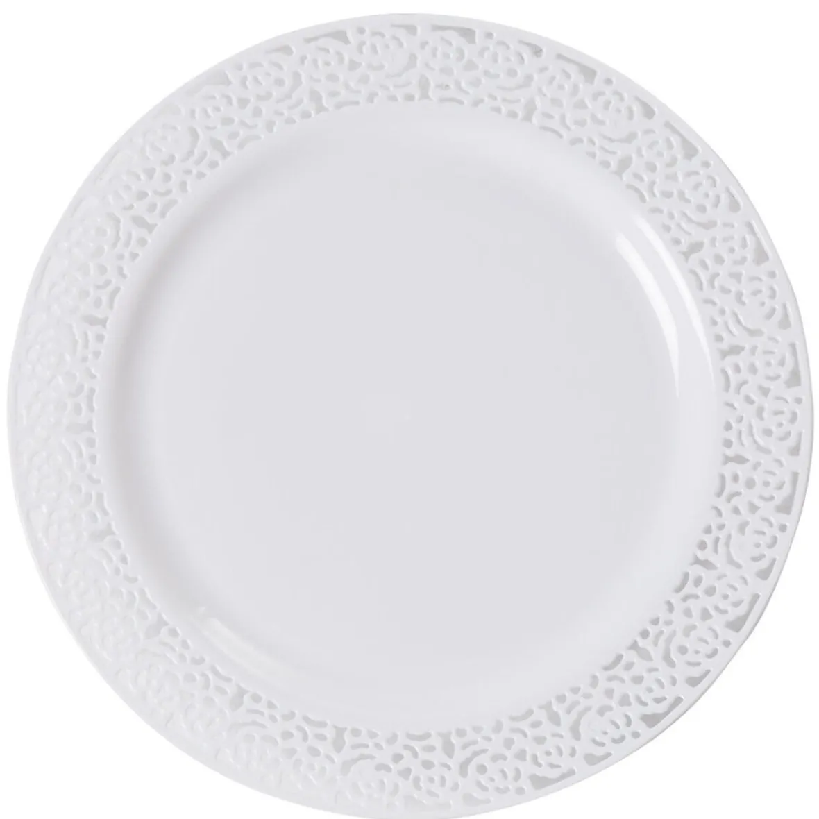 Assiette plate blanche contour avec motifs en relief x6-Gifi Discount