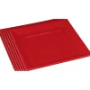 Assiette plate carrée rouge en plastique réutilisable x6-Gifi Best