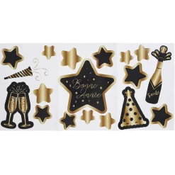 Autocollant Bonne année noir et doré x18-Gifi Best