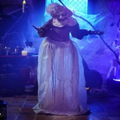 Automate vieille dame animée et sonore Halloween 150cm-Gifi New