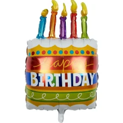 Ballon alu anniversaire Happy Birthday multicolore H60cm-Gifi Online