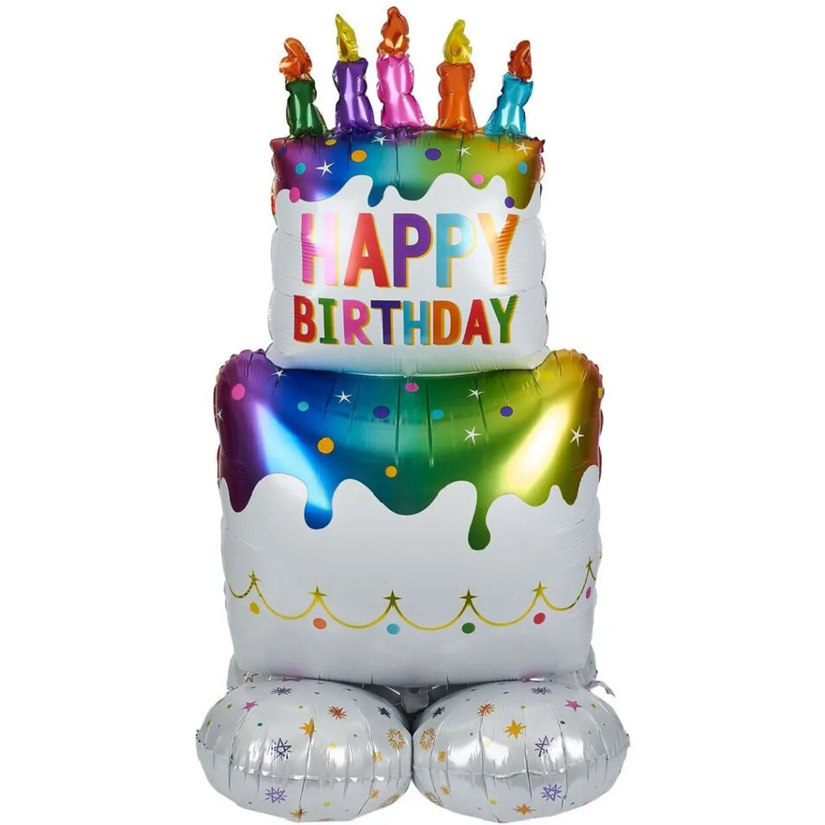 Ballon alu anniversaire Happy Birthday multicolore H100cm-Gifi Discount