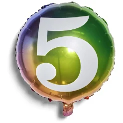 Ballon alu chiffre 5 métallisé multicolore Ø45cm-Gifi New