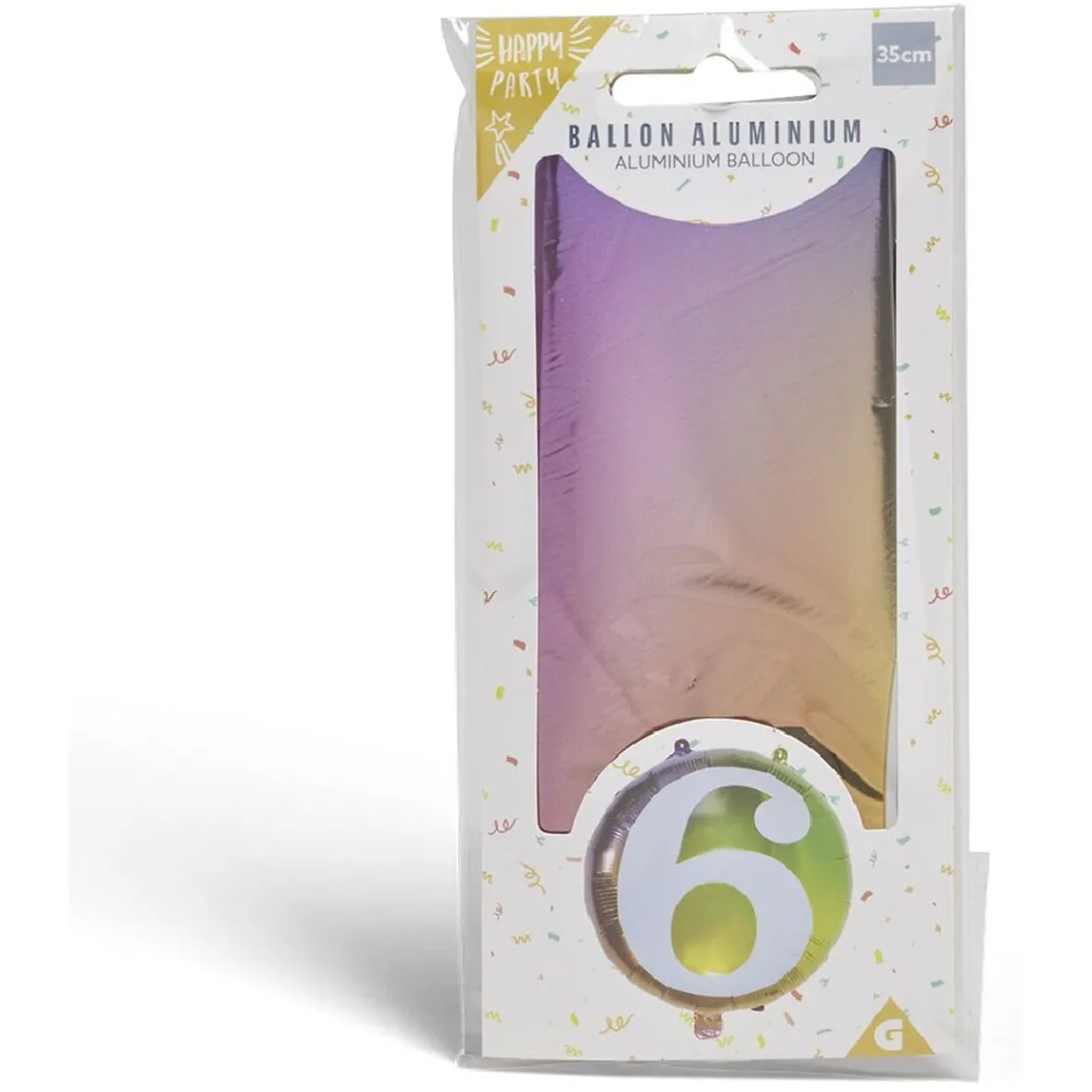 Ballon alu chiffre 6 métallisé multicolore Ø45cm-Gifi Best