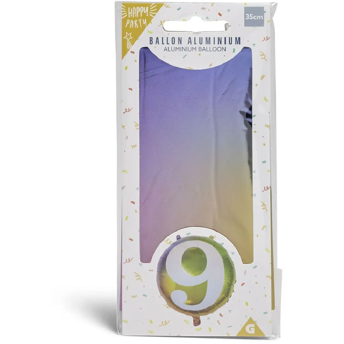 Ballon alu chiffre 9 métallisé multicolore Ø45cm-Gifi New