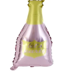 Ballon alu forme bouteille rose et dorée 78cm-Gifi