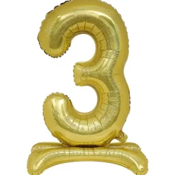 Ballon chiffre 3 doré ou argenté H80 cm avec support-Gifi Online