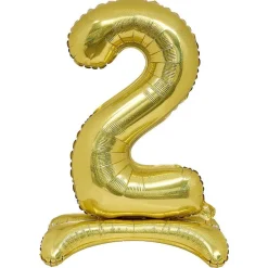 Ballon chiffre 2 doré ou argenté H80 cm avec support-Gifi Discount