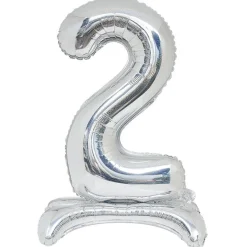 Ballon chiffre 2 doré ou argenté H80 cm avec support-Gifi Discount