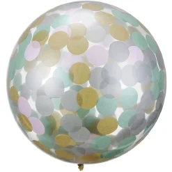 Ballon confettis rose, doré et vert-Gifi Hot