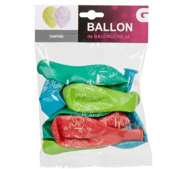 Ballon de baudruche chiffre 0 multicolore x8-Gifi Online