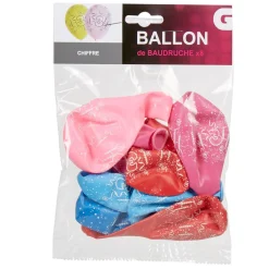 Ballon de baudruche chiffre 3 multicolore x8-Gifi Best