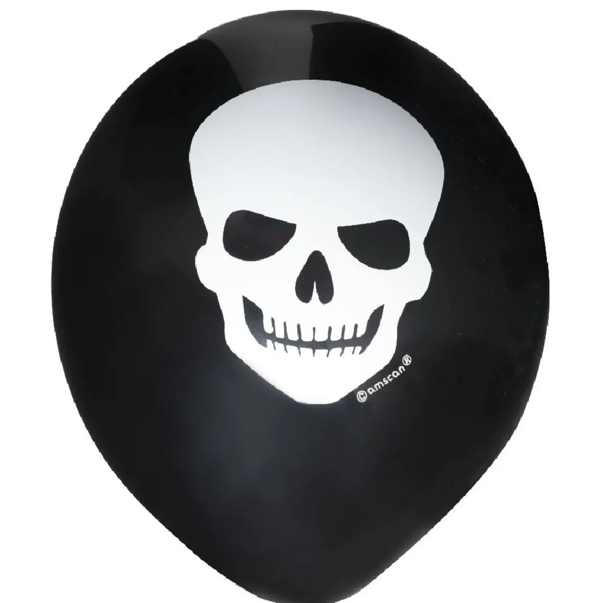 Ballon gonflable latex noir imprimé tête de mort blanc x6-Gifi Outlet