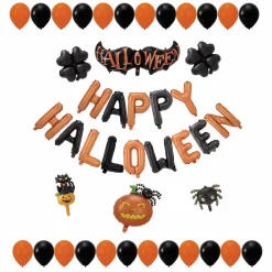 Ballon Halloween forme ovale lettres et symboles noir et orange x66-Gifi Clearance