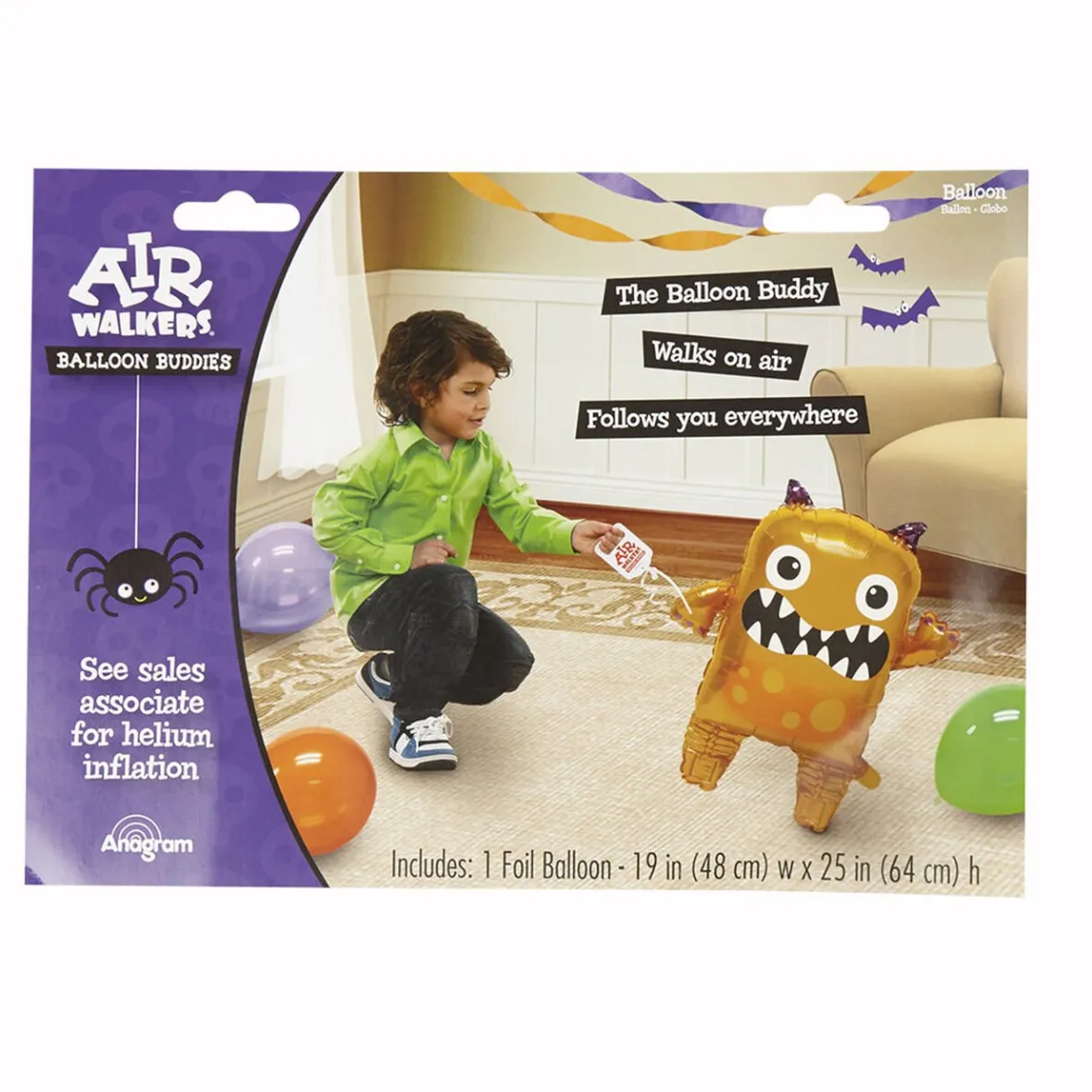 Ballon hélium monstre orange-Gifi Best