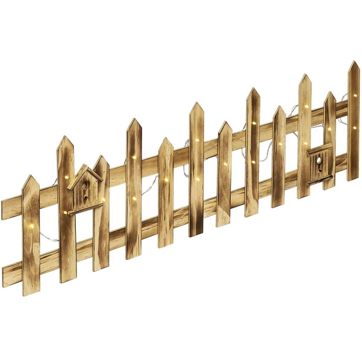 Barrière en bois lumineuse clôture de Noël 18 LED blanc chaud-Gifi Hot