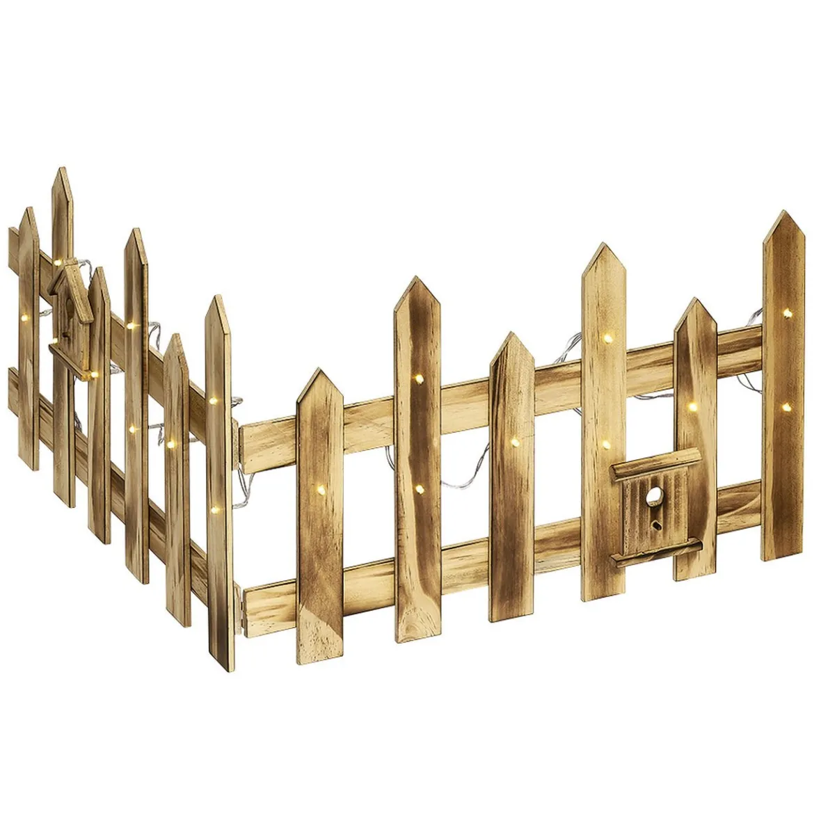 Barrière en bois lumineuse clôture de Noël 18 LED blanc chaud-Gifi Hot