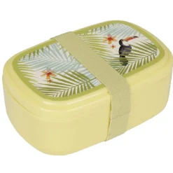Bento jaune décor feuilles de palmier et toucan-Gifi Sale