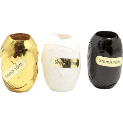 Bolduc Noël noir blanc et doré 10m x3-Gifi Outlet