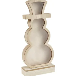 Bonhomme de neige lumineux en bois à poser H33cm-Gifi Outlet