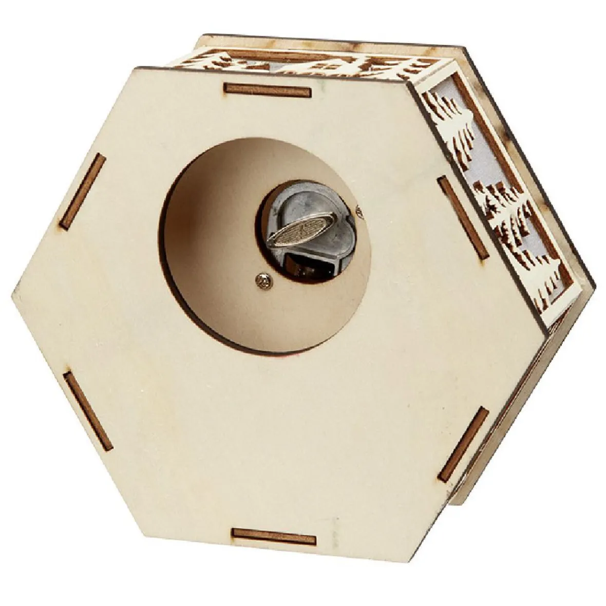 Boîte à musique village de Noël en bois H15cm-Gifi