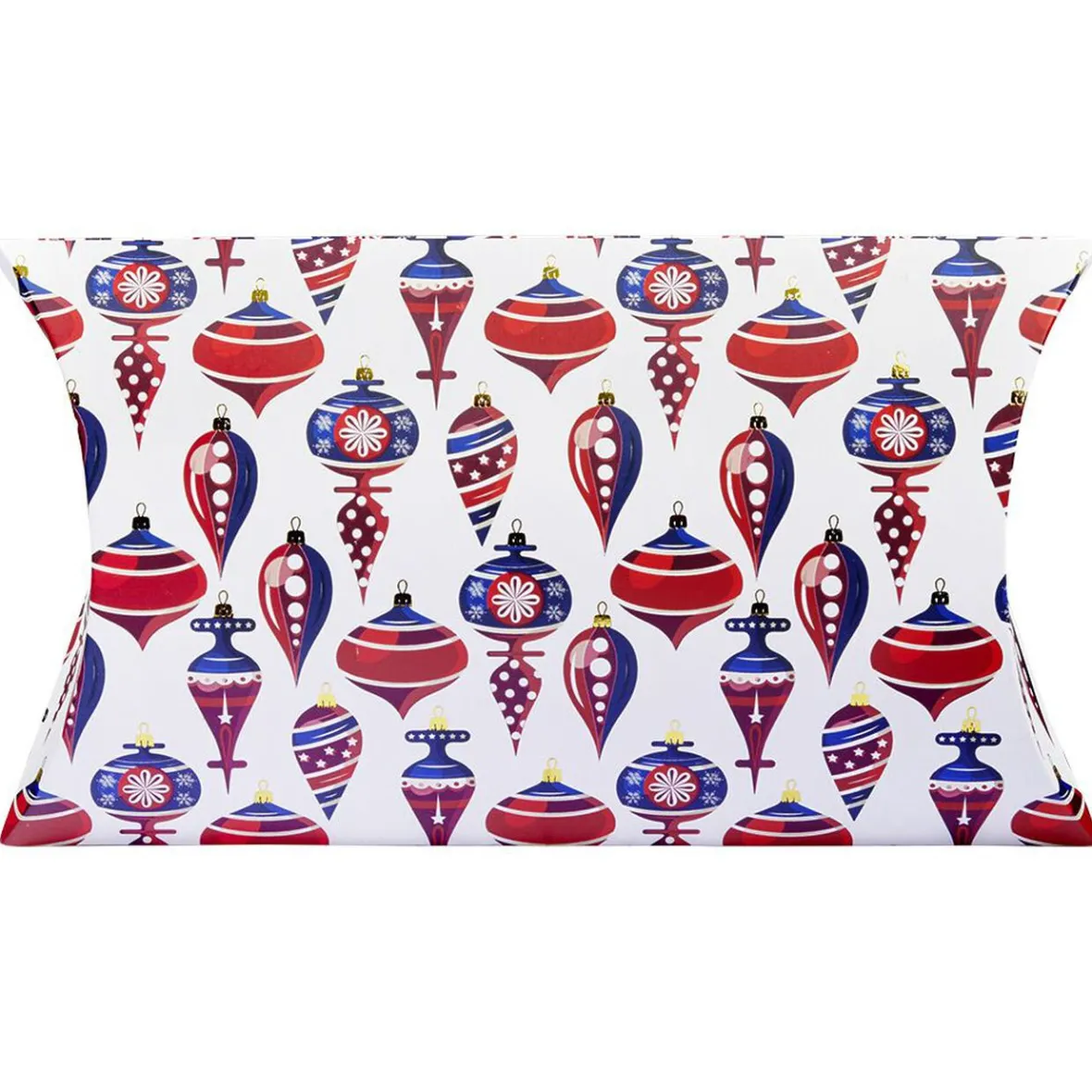 Boîte cadeau berlingot motif boule de noel or rouge bleu blanc Taille S-Gifi Online