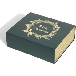 Boîte cadeau Noël pliable motif couronne dorée-Gifi Outlet