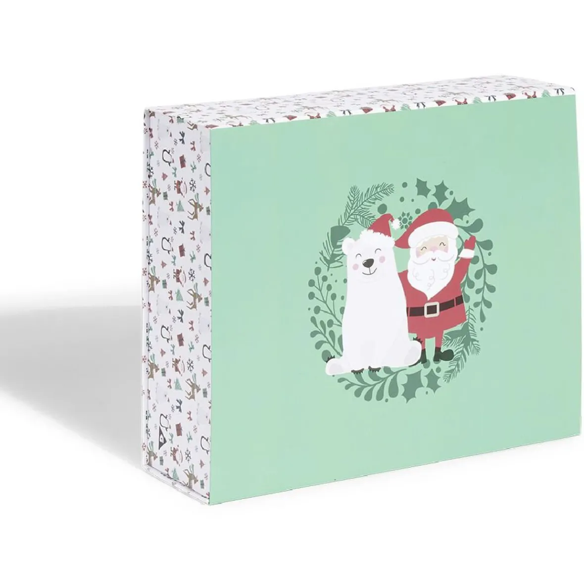 Boîte cadeau Noël pliable motif Père Noël et ours blanc-Gifi Sale