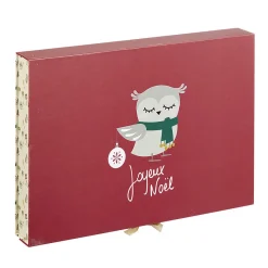 Boîte cadeau rectangulaire à motif hibou Joyeux Noël-Gifi
