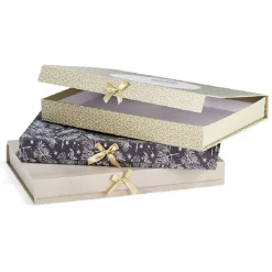 Boîte cadeau rectangulaire motif feuillage de Noël noir et blanc-Gifi Sale