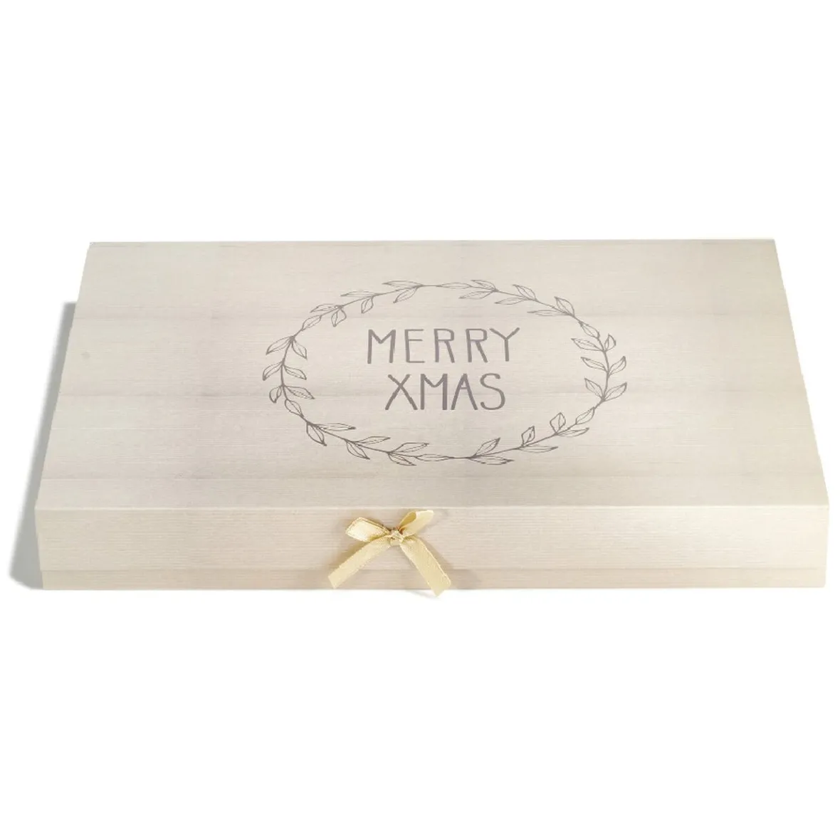 Boîte cadeau rectangulaire Noël effet bois inscription Merry Xmas-Gifi Online