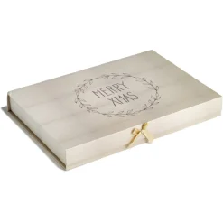 Boîte cadeau rectangulaire Noël effet bois inscription Merry Xmas-Gifi Online