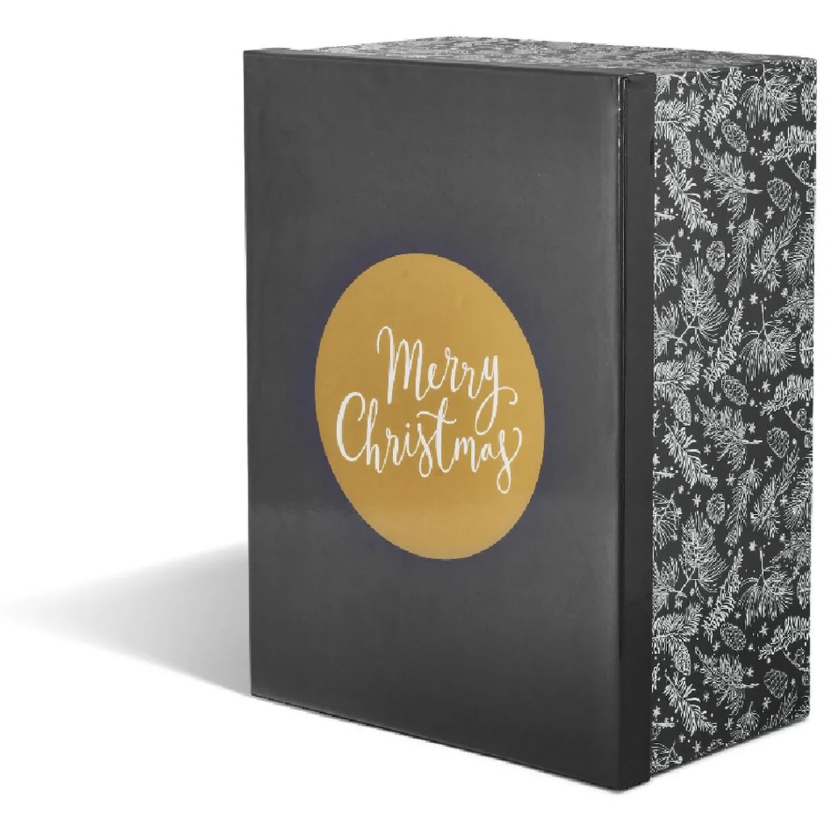 Boîte de Noël motif feuillage hiver gris et blanc x2-Gifi Discount