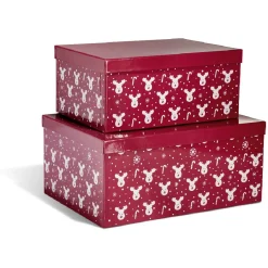 Boîte de Noël motif renne flocon canne à sucre rouge et blanc x2-Gifi Sale