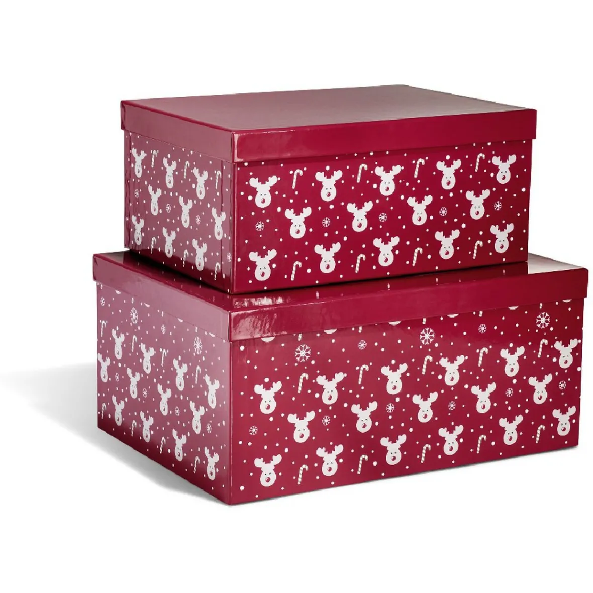 Boîte de Noël motif renne flocon canne à sucre rouge et blanc x2-Gifi Sale