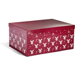 Boîte de Noël motif renne flocon canne à sucre rouge et blanc x2-Gifi Sale