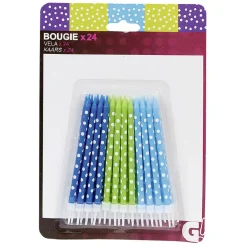 Bougie anniversaire à pois blanc bleu et vert XXL x 24-Gifi