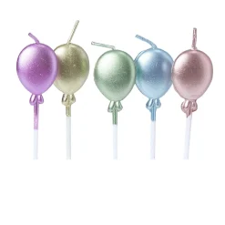 Bougie anniversaire ballon multicolore métallique x 5-Gifi Online