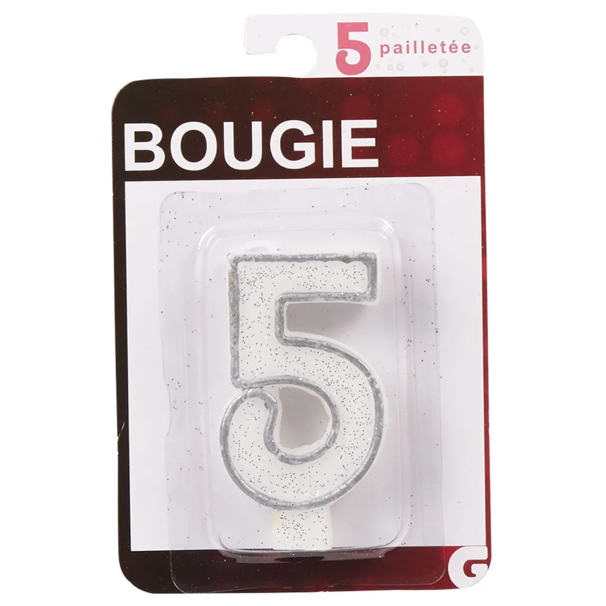 Bougie anniversaire chiffre 5-Gifi